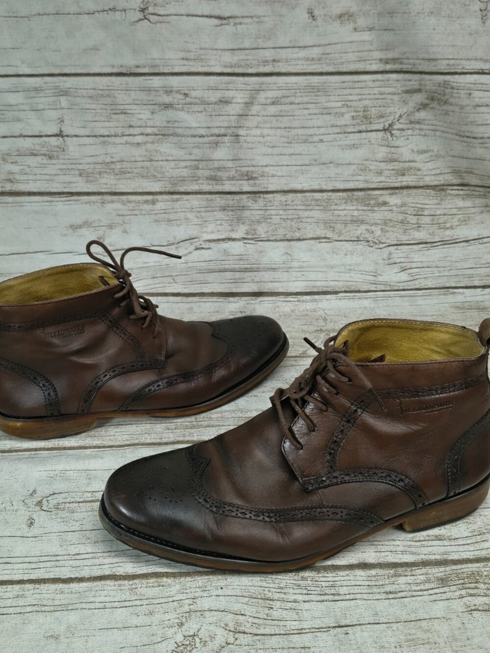 Billionaire Italian Couture Dark Brown Leather Wingtip Brogue Ankle Boots EU 40